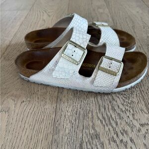 Birkenstock Arizona Shiny Snake Cream Birko Flor Sandals
